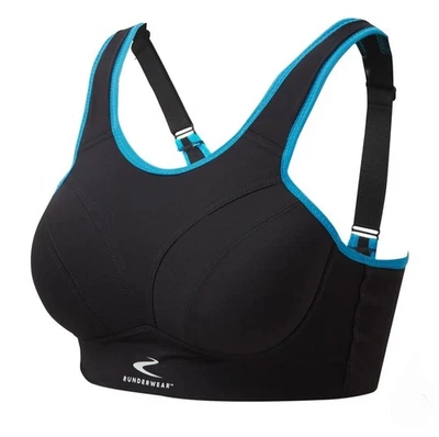 Sujetador deportivo RUNDERWEAR 36G fácil de poner para correr negro azul inalámbrico usado en excelente estado Foto 1 de 4