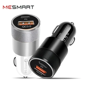 Dual USB Type-C Car Fast Charger Adapter Cigarette Lighter Socket for Cell Phone - Picture 1 of 16