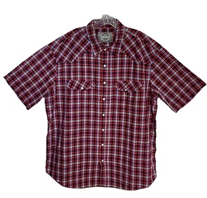 Bruno Mens 3XLT Short Sleeve Button Shirt Red Plaid EUC Snaps Organic Cotton - Picture 1 of 18