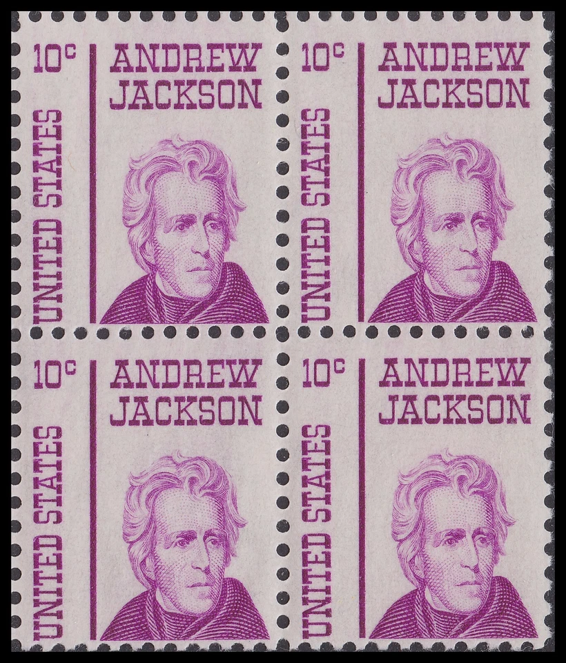 US 1286 Andrew Jackson 10c block 4 MNH 1967 - Image 1 of 1