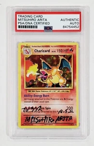 CARTA POKEMON FIRMATA MITSUHIRO ARITA CHARIZARD CON PSA DNA CERT ARTIST AUTOGRAFO - Foto 1 di 2