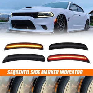 For 2015-2020 Dodge Charger 4Pcs Dynamic LED Side Marker Bumper Indicator Light - Picture 1 of 10