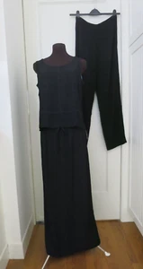 Byer California AGB Black Crepe Texture Tank Top Skirt Pants 3 Pc USA Made Sz M - Picture 1 of 24