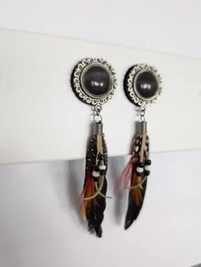 ✅ Rebecca Steel - Handgefertigt - 26mm Tunnel / Plug - Paar - Silber - Federn ✅ - Bild 1 von 11