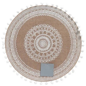 4er Set Platzset Beige Weiß Boho rund Platzmatte Tischdeko Tischmatte Unterlage - Bild 1 von 3