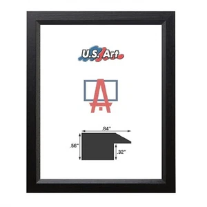 US Art Frames Black .84" Solid Wood Picture & Poster Frame 11" to 24" Wide Sizes - Picture 1 of 6