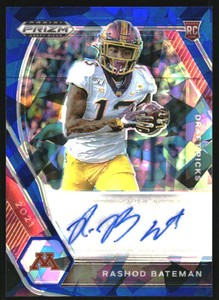 2021 Panini Prizm Draft Picks Autographs Prizms Blue Ice #23 Rashod Bateman /75