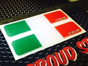 Italy Italia Proud Flag Domed Decal Emblem Car Flexible 3D 4"x1"Set of 2 Sticker - Imagen 1 de 6