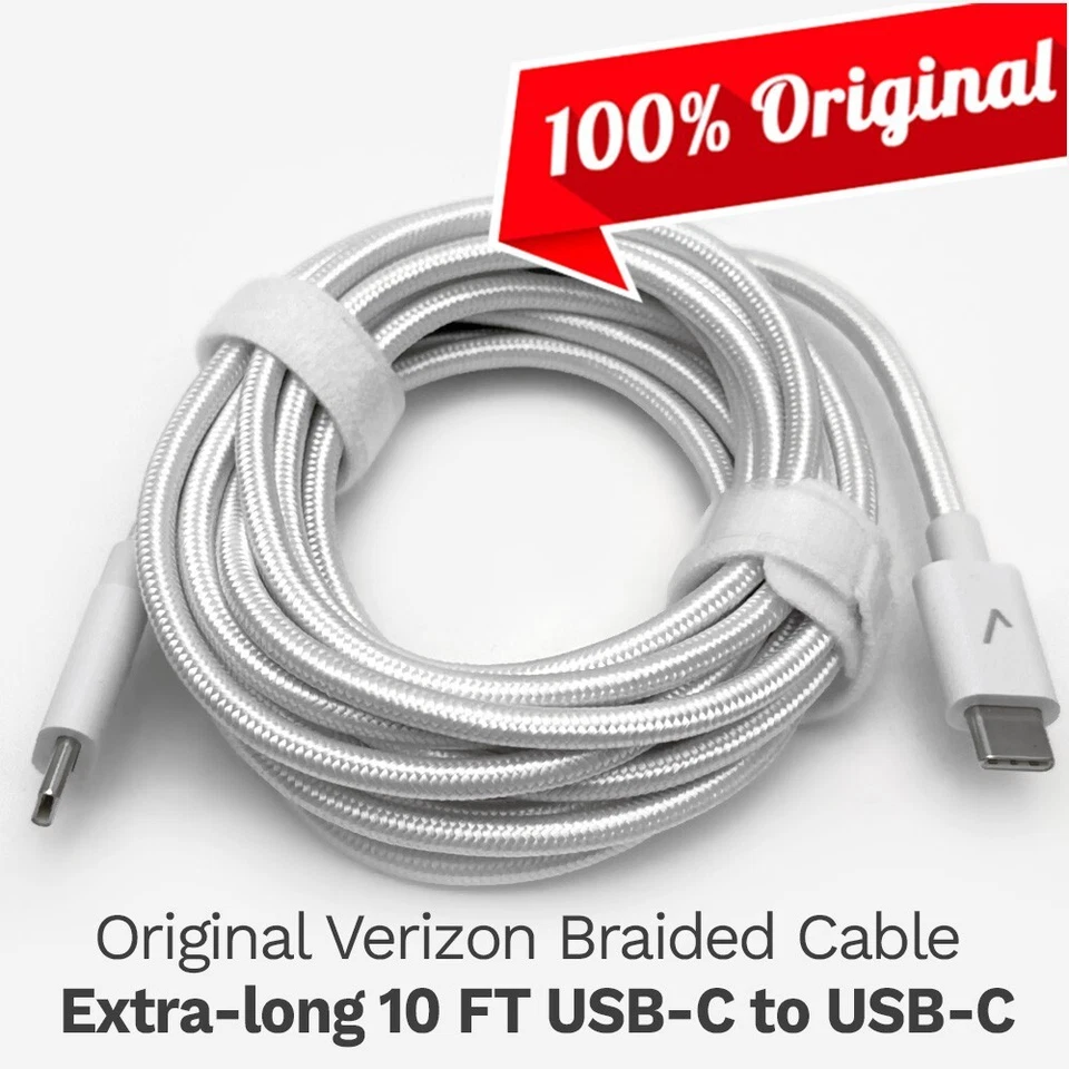 Original Verizon 10FT Braided USB-C Charge Data Cable for Galaxy iPhone iPad - Image 1 of 4