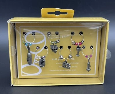 6 件镀银葡萄酒玻璃干饰品 2002 全新 — 第 1/2 张图片