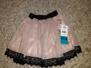 NWT  NEW Little Girls Popatu Pink and Black Lace trim Tutu Skirt 4 4t - Picture 1 of 1