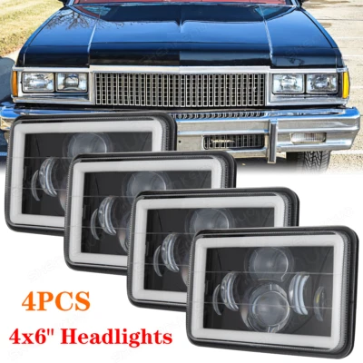 Faros LED DRL 4x6 pulgadas 4 piezas para Chevrolet Caprice 1977-1986 cupé clásico H4 Foto 1 de 4