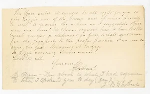 Signed Letter Jeremiah ? J B Whitbeck New York NY Handwritten 1893 Lizzie Houses - Picture 1 of 2