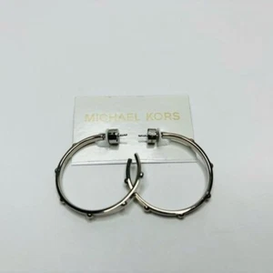 *NEW* MICHAEL KORS Silver Heritage Studded Hoops, MSRP: $75.00 - Picture 1 of 12