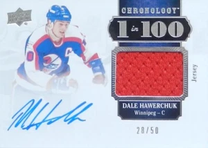 18-19 ud deck chronology 1 in 100 dale hawerchuk jets patch autograph auto 28/50 - Picture 1 of 2