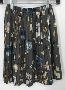 Christina Rhode girls gray floral print pleated skirt sz 12y - Picture 1 of 4