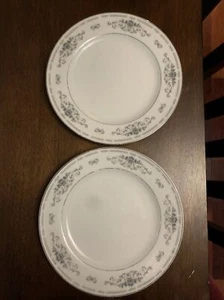 Diane Fine Porcelain China Japan Dinner Plate 10.25" Diameter Blue Silver Floral - Picture 1 of 5