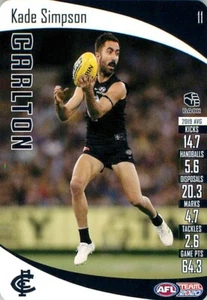 2020 CARLTON BLUES AFL Card KADE SIMPSON Teamcoach - Picture 1 of 2
