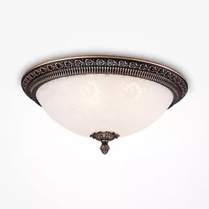 Deckenlampe Metall Glas E27 Ø 37 cm in Bronze antik Weiß Deckenleuchte Esszimmer - Bild 1 von 2