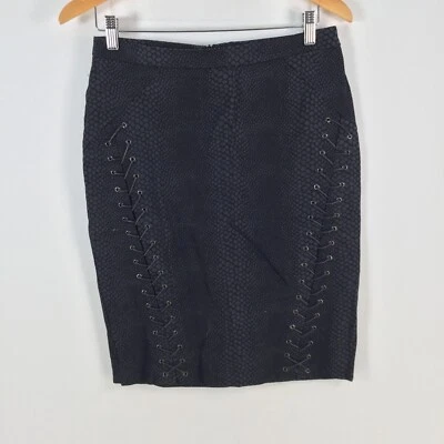 Zara Mujer Falda Talla M Aus 10 Lápiz Negro Hasta la Rodilla Algodón 075813 Foto 1 de 4