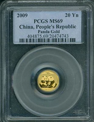 2009 GOLD PANDA 1/20 Oz. PCGS MS69 MS-69 CHINA 20Y 20-Yn - Image 1 of 2