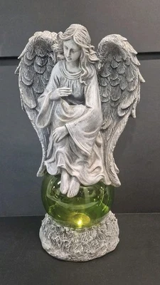 RADIANCE LED Angel Green Solar Light Statue 14in - Image 1 of 4