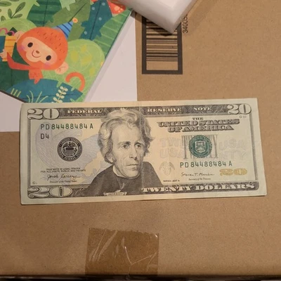 PD 84488484 A Binary 8s 4s Fancy Serial Number Twenty Dollar Bill 2017 - Image 1 of 2