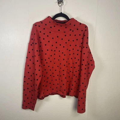 Suéter Anthropologie Maeve Rojo Negro Lunares The Carys Cuello Simulado Talla XL. Foto 1 de 4