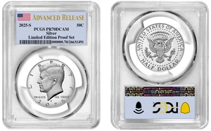 Pre- 2025 S Silver Kennedy Half Dollar Limited E. PCGS PR70DCAM Advanced Release - Bild 1 von 1
