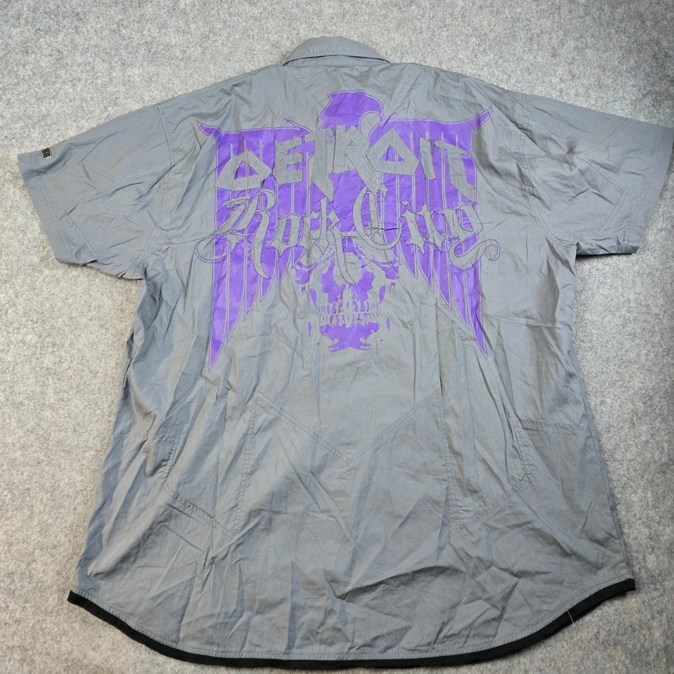 Blac Label Snap Shirt Mens 6XL Detroit Rock City Skull Gray West Coast Y2K - Image 1 of 4