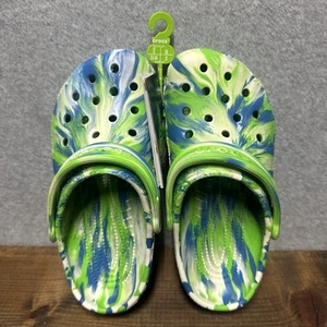 Crocs Classic Glow Marbled Clog - Kinder Blau/Grün Multi J2 210718-4TL Neu mit Etikett - Bild 1 von 7