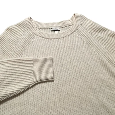 Suéter acanalado de cachemir puro blanco crema mediano J Crew nuevo sin etiquetas Foto 1 de 4