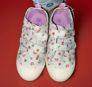 Girl’s Cat & Jack Sneakers size 12 gray with rainbows NWT - Picture 1 of 6