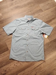 Wrangler Shirt Mens SMALL Sage Green Stretch Short Sleeve Flap Pockets - Picture 1 of 3
