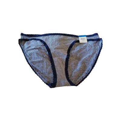 NWT! Jenni Sz XLarge White Blue Stripe Lace Trim Bikini Panties Underwear, XL - Image 1 of 2