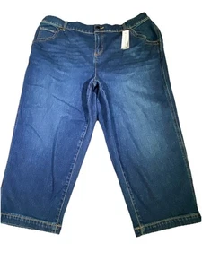 New Lane Bryant Boyfriend Capri Jeans Womens Size 20 Blue Mid Rise Med Wash NWT - Picture 1 of 11