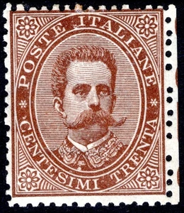UMBERTO I C.30 SASS 41 MNH ** NEU MIT VOLLGUMMI ORIGINAL TOP CENT - Bild 1 von 2