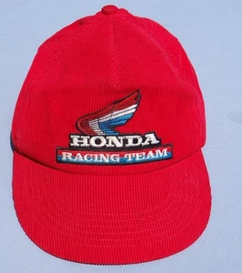 Vintage Honda Racing Team Red Corduroy Ball Cap Hat Clean - Picture 1 of 11