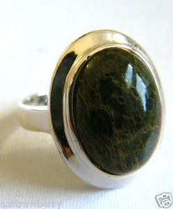 ELEGANT STERLING SILVER 925 GENUINE OVAL CUT AGATE STONE RING SZ 7.5 - Picture 1 of 6