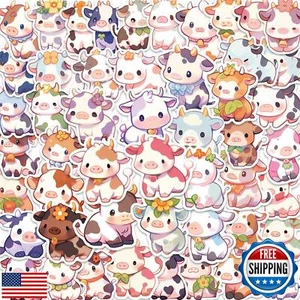 50PCS Cute Cow Stickers Aesthetic Decals Vinyl Waterproof Stickers for Water - Picture 1 of 5