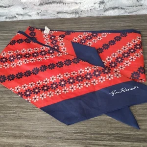 Vintage Gim Jim Renoir Red & Navy Blue Daisy Flowers Kitschy Retro Floral ITALY - Picture 1 of 4