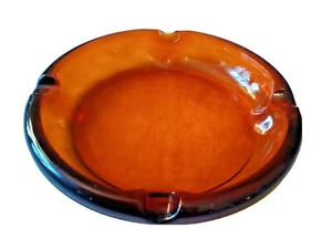 VINTAGE 8" ZIGARRENASCHENBECHER BERNSTEIN GLAS RUND MAD MEN MANCAVE MID CENTURY MODERN - Bild 1 von 12