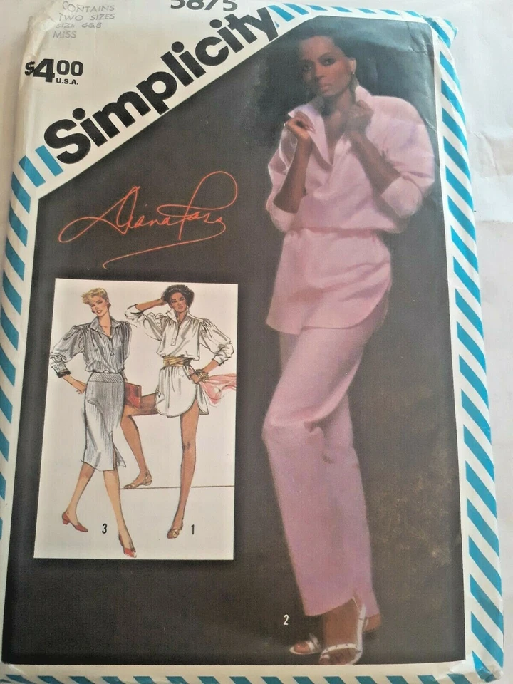 Pants Skirt Loose Top Tunic 6 8 Simplicity 5875 Sewing Pattern Diana Ross VTG UC - Image 1 of 4