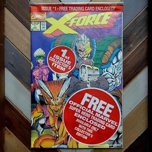 X-Force #1 (1991 Marvel) versiegelte Polybeutel-KABEL-Karte/weiß UPC Direktausgabe - Bild 1 von 2