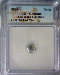 Las Vegas Sign Light Bulb Relic ICG CERTIFIED Genuine 2024 Casino Collectable NR - Picture 1 of 2