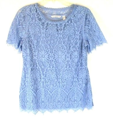 Nueva Camisa Isaac Mizrahi Floral Encaje Azul Talla XS Manga Corta A353862 Mujer CB81C Foto 1 de 4