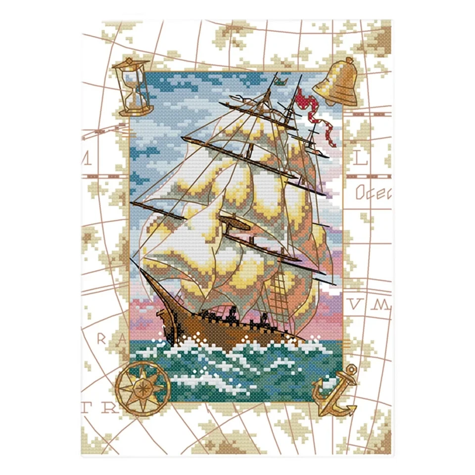 JOY SUNDAY STAMPED CROSS STITCH KIT "OCEANGOING VOYAGE" NIP - Image 1 of 1