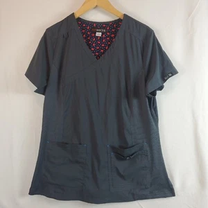 KOI Basics 374 Women's Scrub Top Katie Top Gray Large - Picture 1 of 6