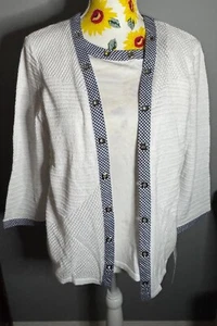 Women's Alfred Dunner Cardigan Size M White and Blue - Picture 1 of 3