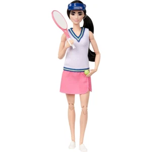 Barbie Doll Made To Move Tennis Player and Accessories With Racket & Ball